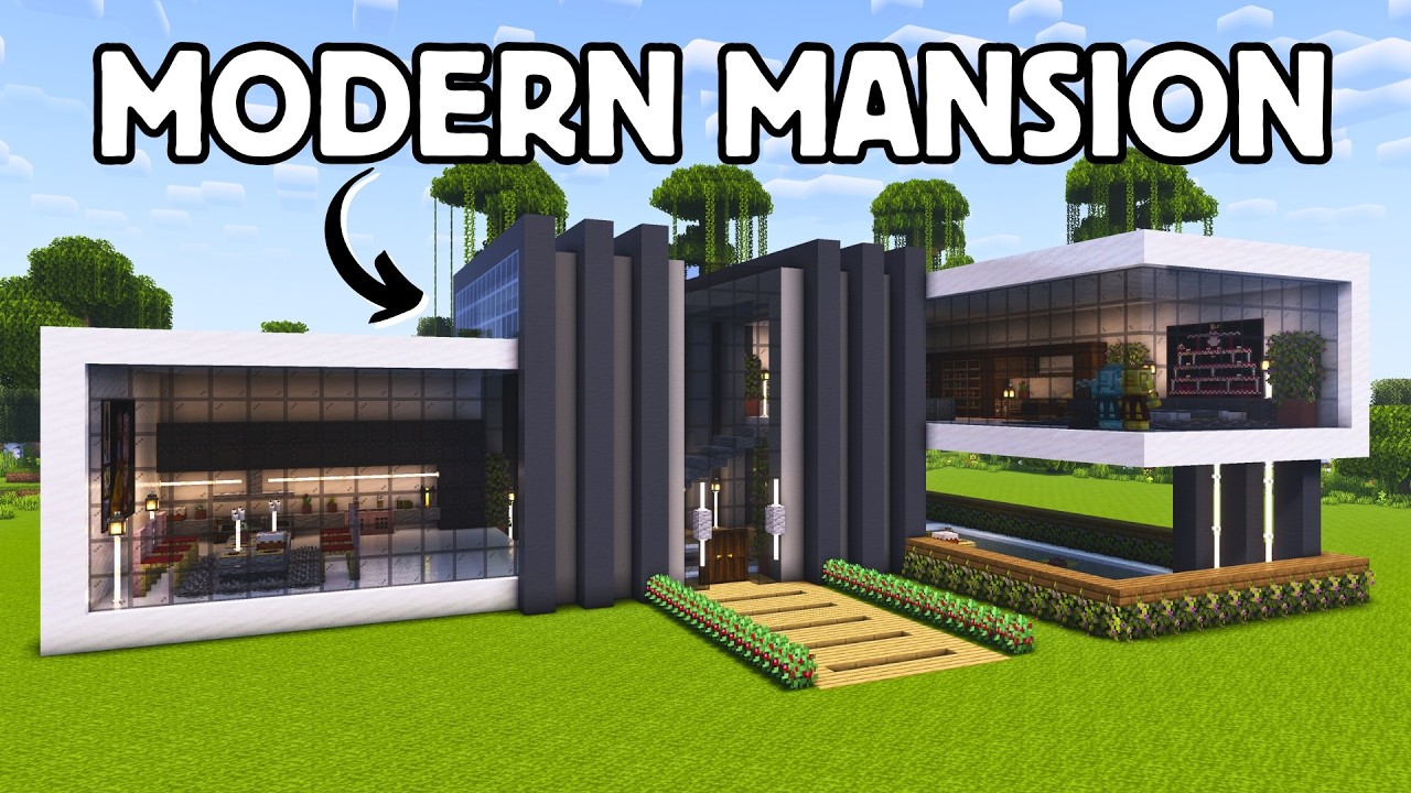Minecraft Modern Mansion Tutorial | Ultimate Luxury House Build - YouTube
