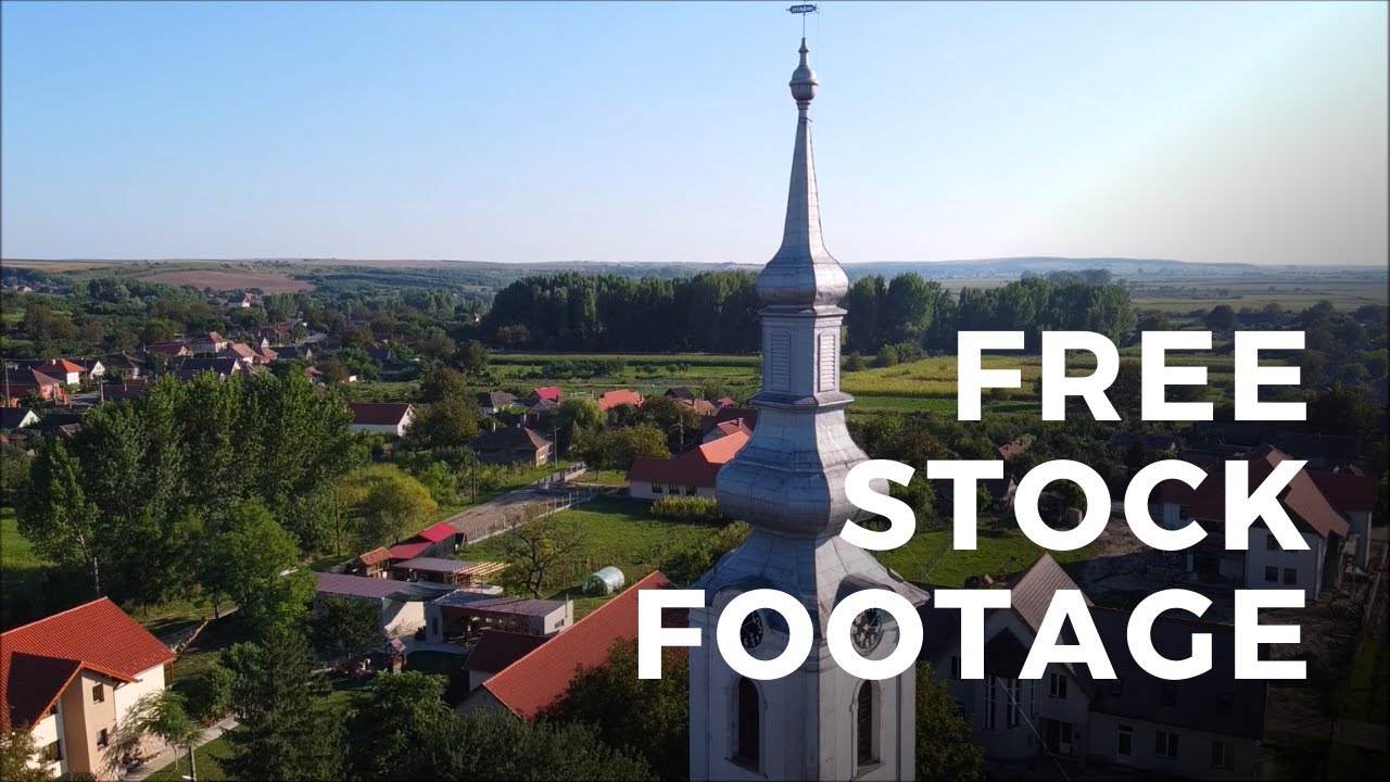 Aerial Drone Footage - Church and Rural Landscape (Free To Download Stock Video)