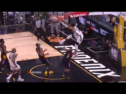 Giannis soars for alley-oop dagger after Holiday's crucial steal ???? Suns vs Bucks Game 5