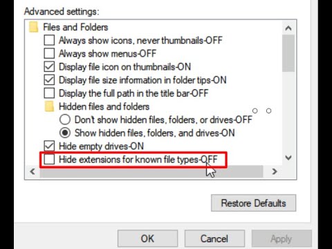 Hide or Unhide File Extensions