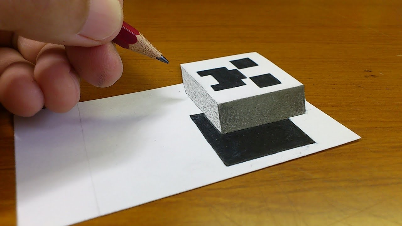 ⁣Very Easy!! How To Draw 3D Floating CREEPER（MINECRAFT）- 3D Trick Art on paper step by step