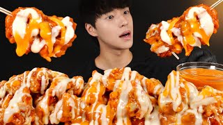 ASMR MUKBANG FRIED CHICKEN & SPICY MAYONNAISE SAUCE EATING SOUNDS
