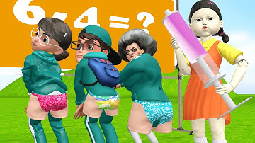 Scary Teacher 3D vs Squid Game Nick and Tani the Best Troll of MissT or 5 Times Challenge