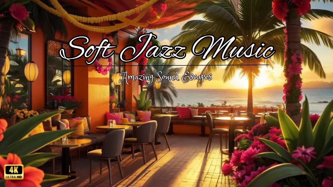Cozy Coffee Shop at the Beach with Smooth Jazz Music for Relaxing ...