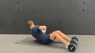 Weight Plate V Sit Trunk Rotation Hold with Halo