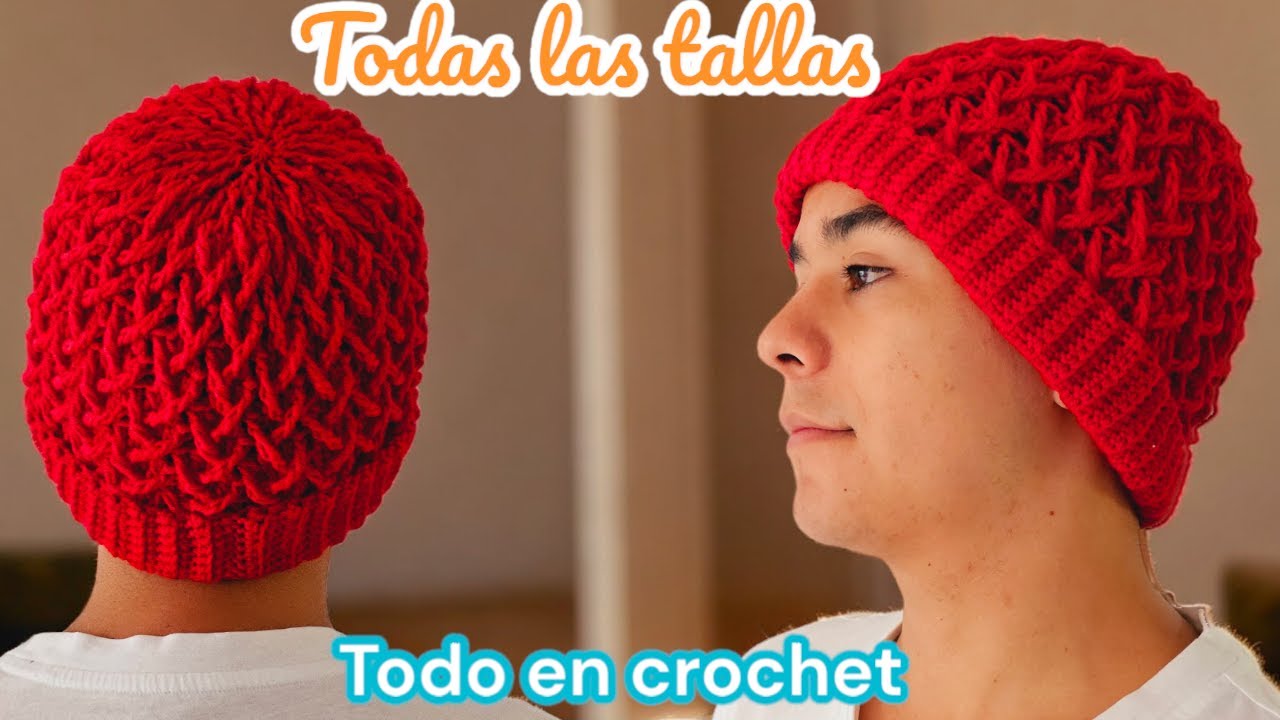 ¡Como hacer gorro para hombre a crochet! Todas las tallas fácil y bonito