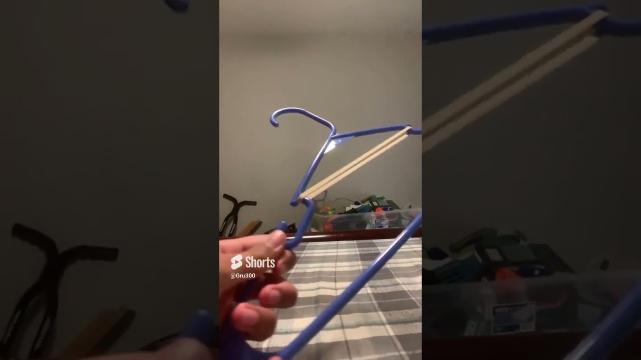 How to make hanger bow that shoots pencils ✏️rubber band powered look in description for extra help