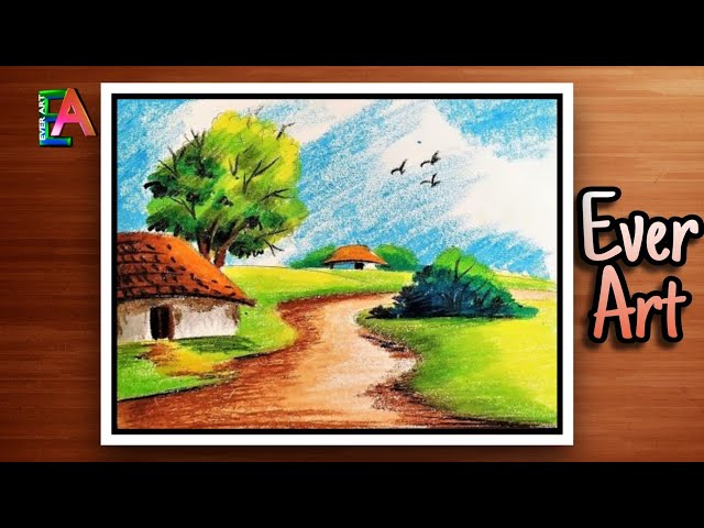 Beautiful Oilpastel Scenery Drawing || Oilpastel Scenery Drawing with Polo  Oilpastel Colour - YouTube