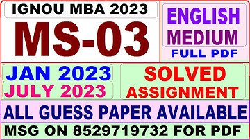 ms 03 solved assignment 2023 / ms 3 solved assignment 2022-23 / ignou ms 03 2023-24