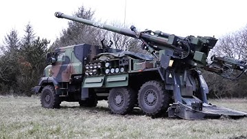 French soldiers Fire the "Caesar" into the night during Dynamic Front 23