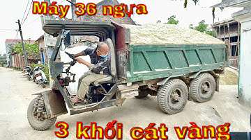 Công nông chở 3 khối cát lùi ngõ nhỏ | máy xúc kobelko |agricultural truck carrying 3 blocks of sand