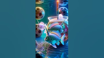 🌈👁️ Unicorn Fishes in Boba — Creepy Colorful 3D Horror Animation Loop | #Shorts