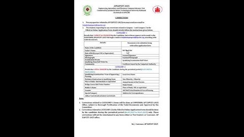 AP EAPCET Correction Information