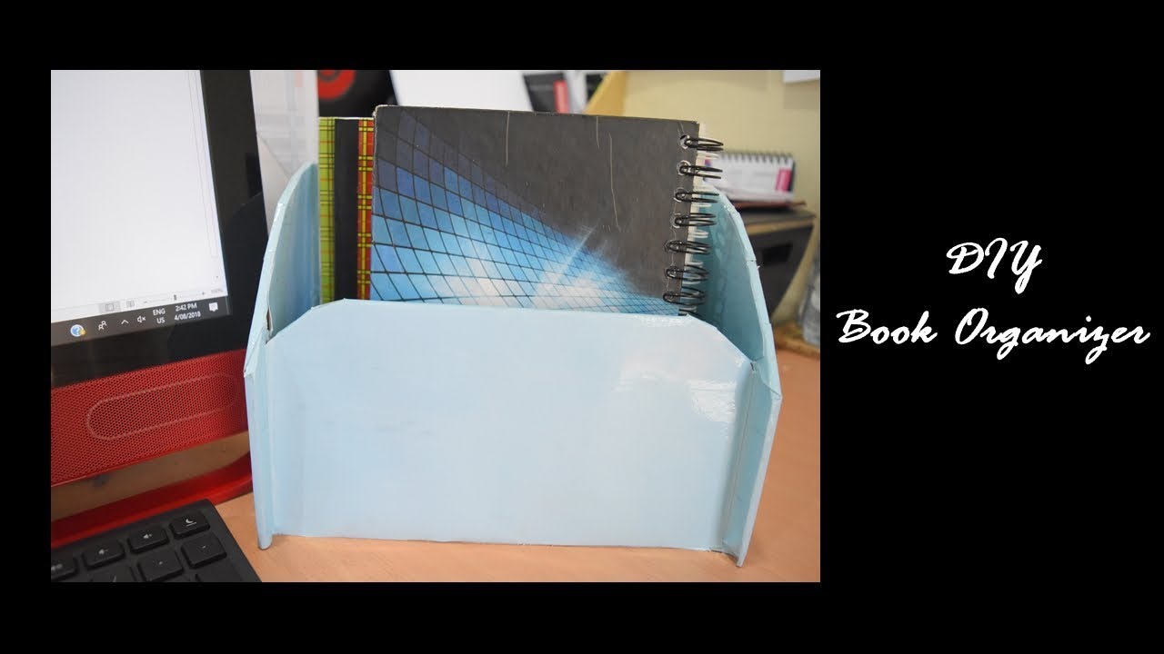How to make Book Organizer DIY Tempat buku  dari kardus 