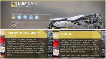 Strength in Numbers destiny 2/ Lumina Quest steps-Gambit invasion kill-Bloom crystal locations