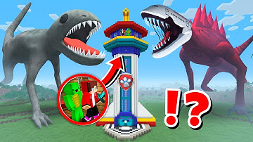 JJ and Mikey Paw Patrol Tower vs BEHEMOTH and INFECTED SKY! BUILD CHALLENGE in Minecraft - Maizen