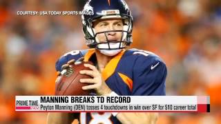 NFL: Broncos quarterback Peyton Manning breaks touchdown record in win over 49er
