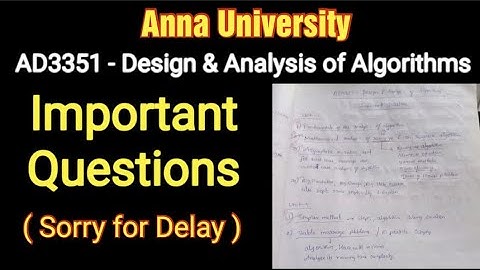 Reg-21 | AD3351 - DAA | Important Questions | Anna University | Happy New year 👍