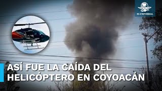 Momento exacto de la caída del helicóptero en Coyoacán