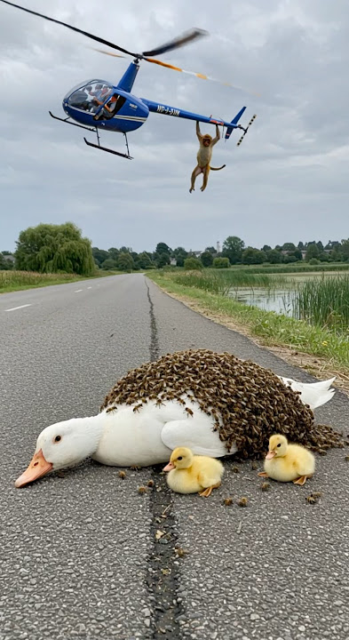 Monkey Saves a Duck #animals #rescue #wildlife #chicks
