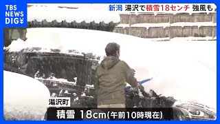 各地で大雪　新潟でも山沿い中心にまとまった雪　佐渡では最大瞬間風速30メートルの強風も　夕方にかけて落雷や竜巻など注意｜TBS NEWS DIG