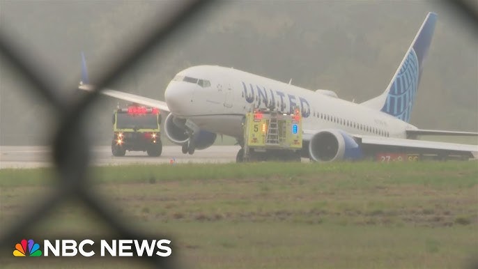 United Airlines Plane Rolls Off Runway At Houston Airport