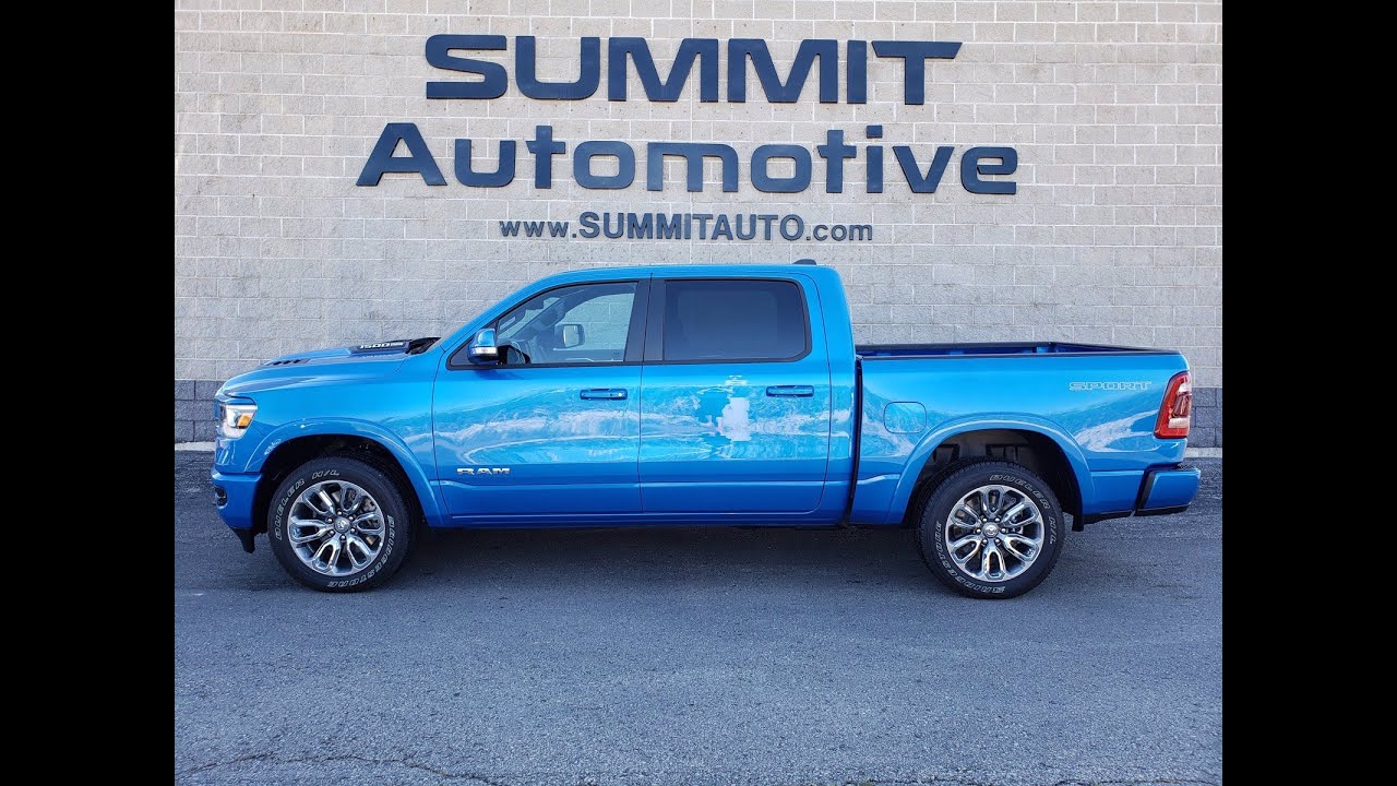 pic 2020 Ram 1500 Hydro Blue 2020 ram 1500 crew laramie sport hydro blue etorque walk around review 20t210 sold summitauto com