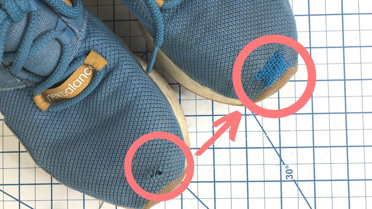 Any ideas to fix a hole in a “knitted” running shoe? : r/Visiblemending