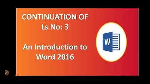Std :5 An Introduction to Word 2016(part2)