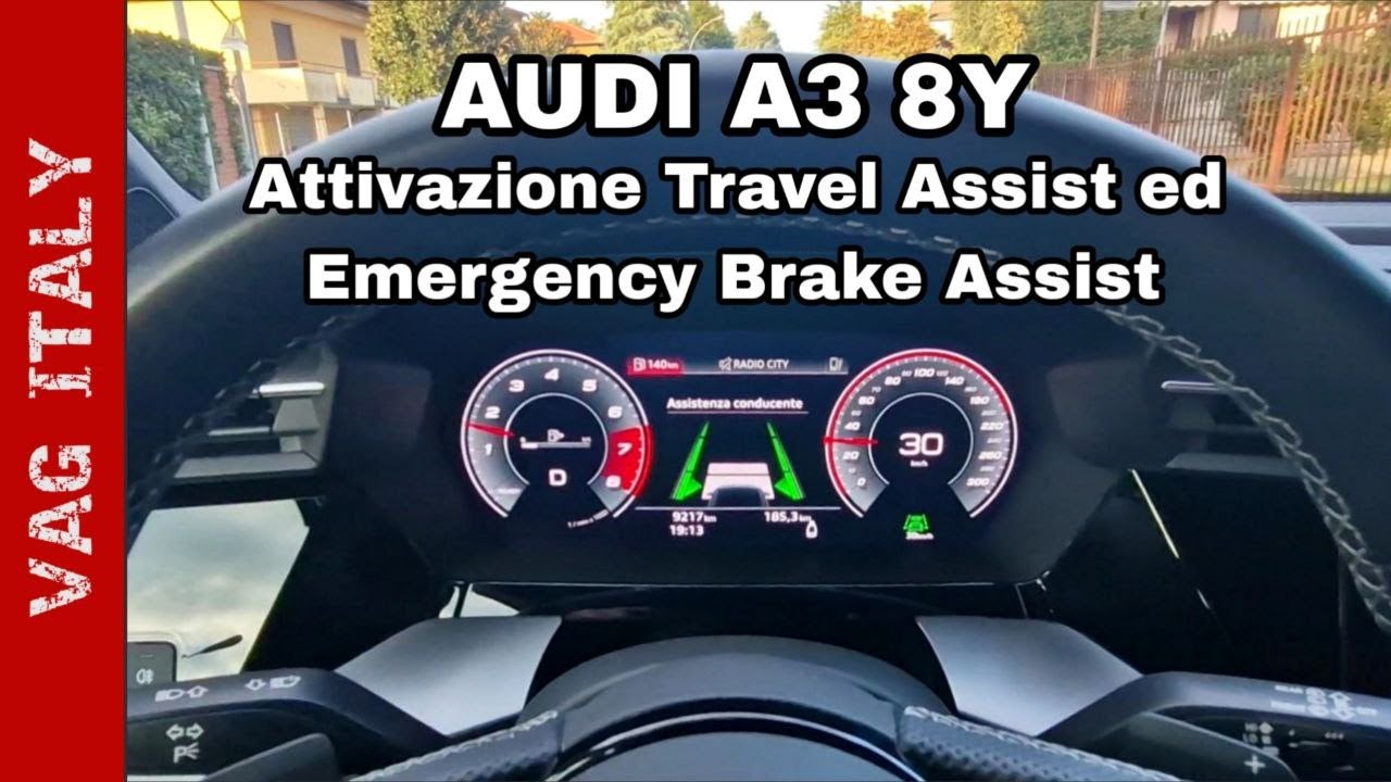 Attivazione travel assist ed emergency brake assist su audi a3 8y youtube