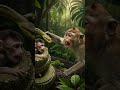 The snake caught the baby monkey, and its mother came to save it. #treepython #watchoutforsnakes