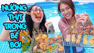 Tiệc Nướng BBQ Trên Sân Thượng - Nướng Đồ Ăn Trong Bể Bơi cùng Dương Cô Nương