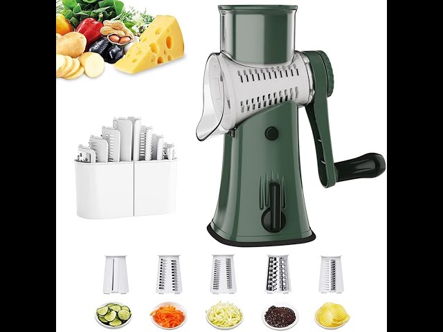 Geedel Rotary Cheese Grater, Kitchen Grater Vegetable Slicer with 3  Interchangeable Blades, Powerful Suction, Dishwasher Safe, Easy to Clean  Grater for Vegetable, Fruit, Nuts 