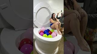 Stranger Scared Me With Hammer Prank And I Fell Into The Giant Toilet Balloon Pool #Shorts