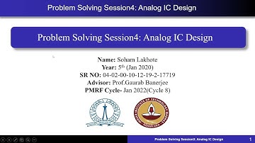 Analog IC Design Week-4 Problem Solving Session
