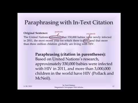 Mla In Text Citation Magazine Newspaper Web Articles Youtube