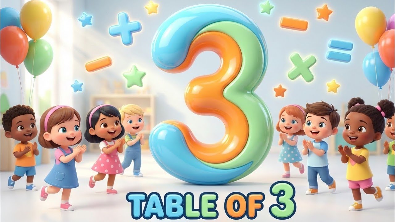 Let’s Learn Table of 3 🎶 | Sing & Dance Math Song l Table of 3 for kids 