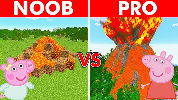 Minecraft Peppa Pig VS Evie NOOB vs PRO: SECRET VOLCANO HOUSE BUILD CHALLENGE in Minecraft