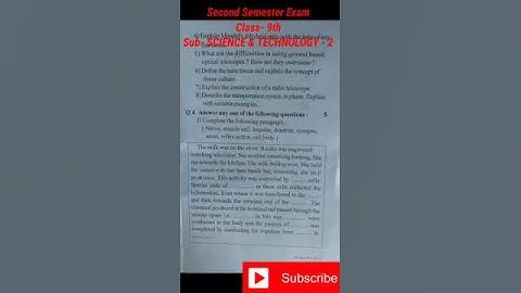 9th second semester exam science and technology part 2 question paper | second semester exam