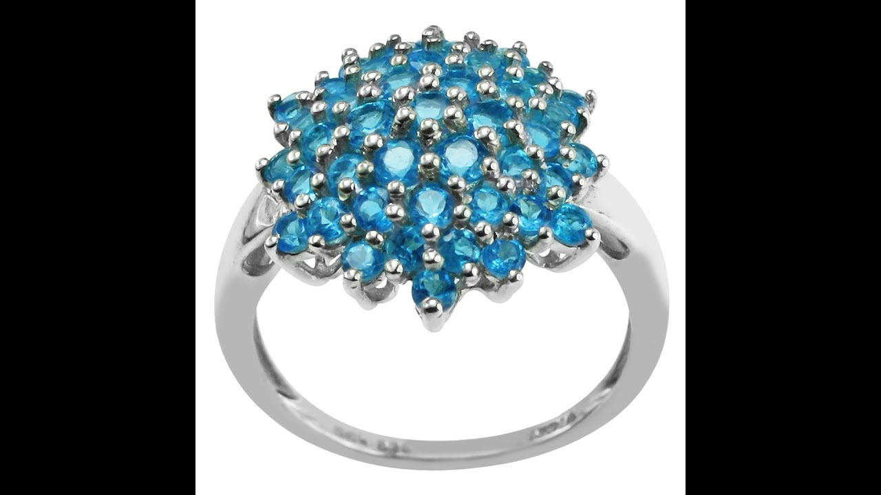 Neon Apatite Exotic Cluster Sterling Silver Ring