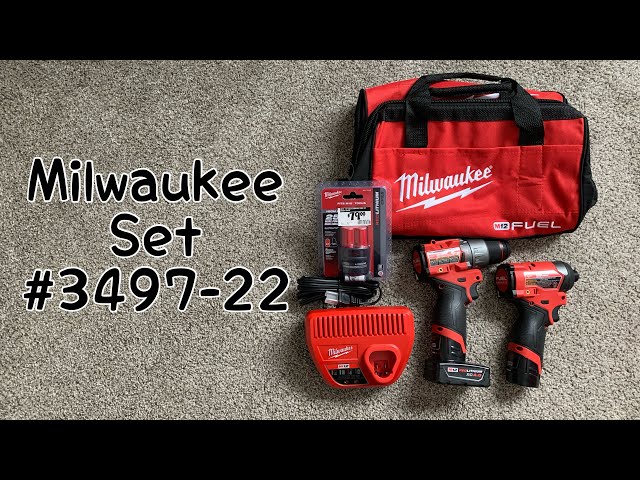 Milwaukee M12 FUEL 2-Tool Combo Kit, 1/2in. Drill Driver, 1/4in. Hex Impact  Driver, 2 Batteries, Charger, Model# 3497-22