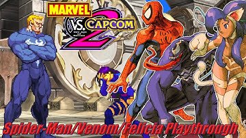 Marvel vs. Capcom 2 (Dreamcast) - Spider-Man/Venom/Felicia Arcade Playthrough
