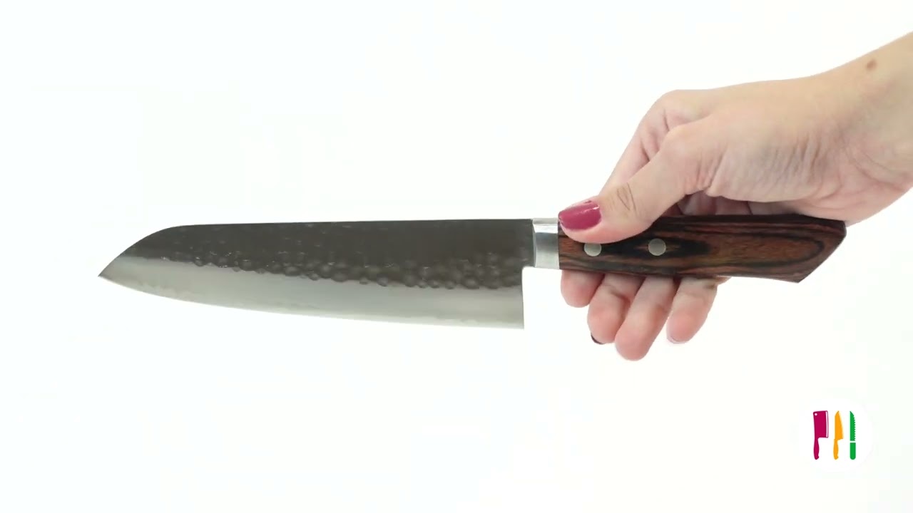 Couteau santoku japonais artisanal Masutani 16.5cm martelé