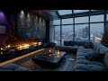 Relaxing Jazz Music for Winter Night | Warm Holiday Ambiance and Fireplace Comfort