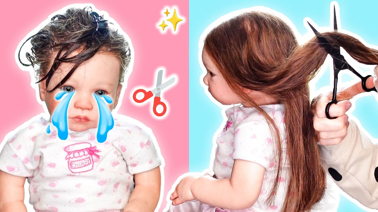 Cambio di LOOK 😱​ per Martina Reborn Toddler | Lavo e taglio i suoi capelli! Giornata parrucchiere