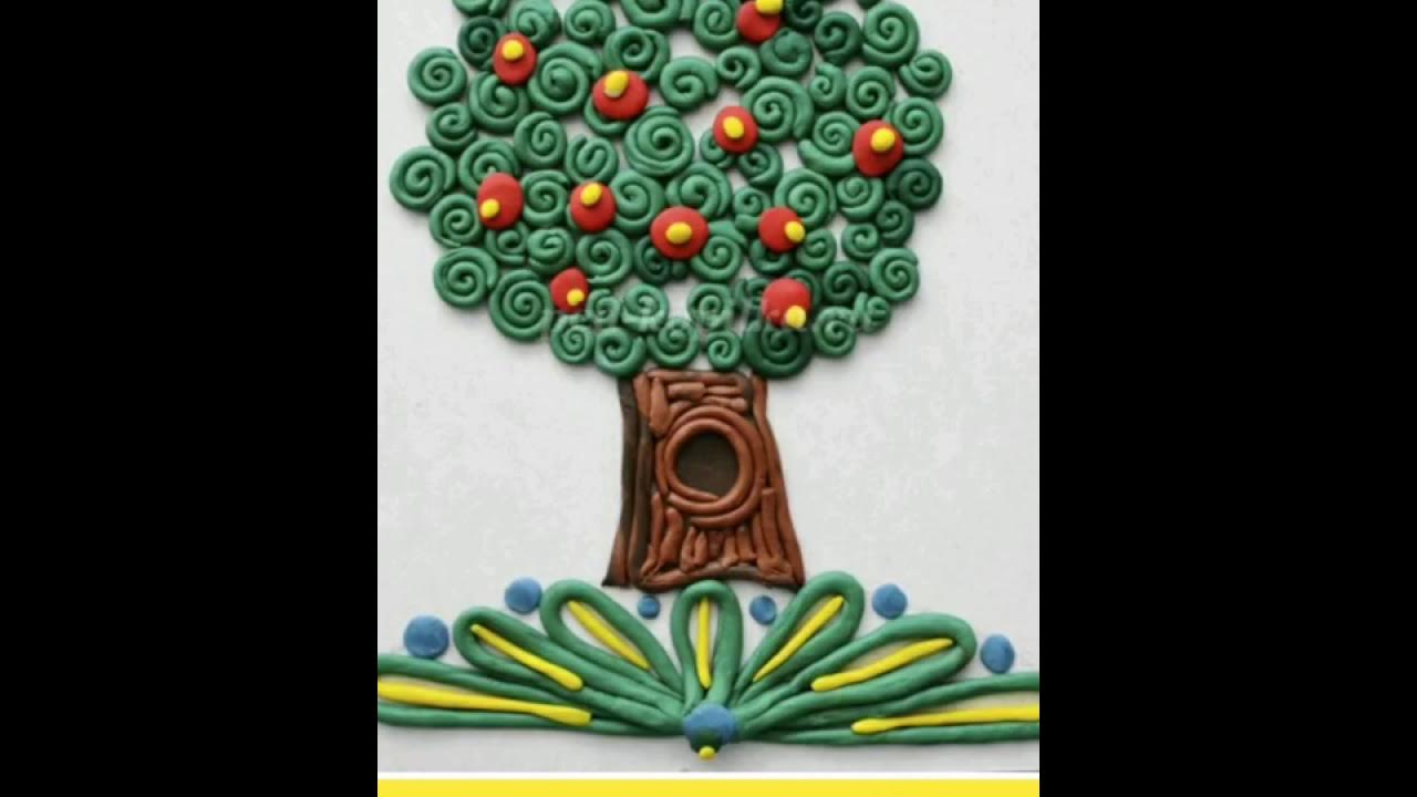 осеннее дерево из пластилина. дерево из пластилина для детей. поделка дерево. технология дерево из пластилина. пластилинография для дошкольников.
