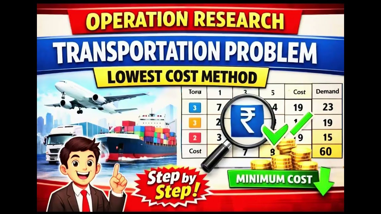 Transportation problem | Lowest cost method | Step by step explanation 