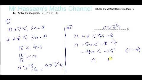 0580/02/SP/20 (IGCSE) 2020 Specimen Paper 2   Q13  Algebra   Inequalities