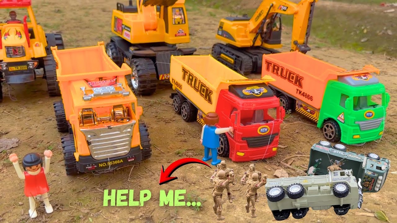 Toy Cartoons | OMG! 😱 Army Truck Fell Down | Police & Crane Rescue!