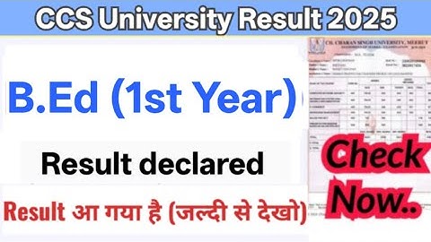 How to Check CCS University B.Ed Result 2025 | CCSU B.Ed 1st Year Result Declared | B.Ed Result 2025